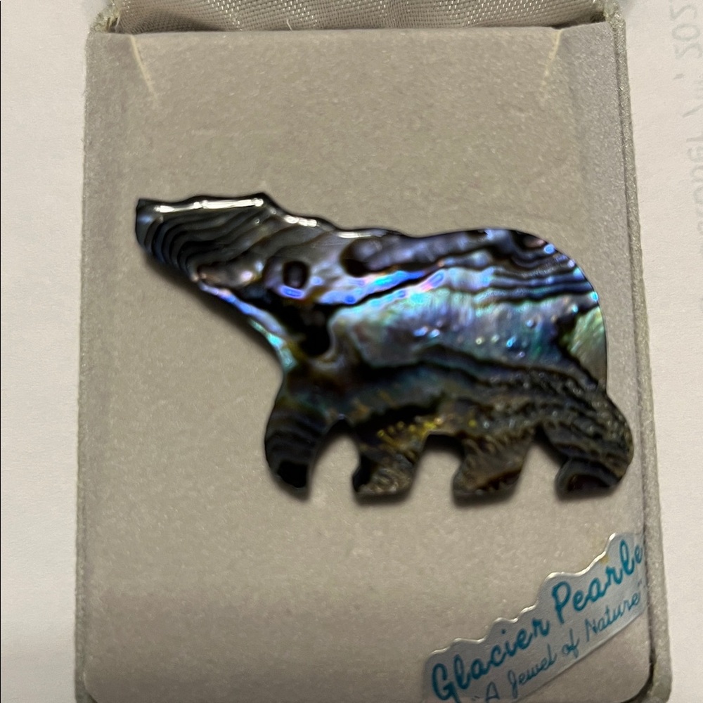 Abalone Shell Animal Brooch 1 3/4”long and 1 1/4” tall